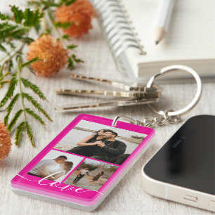 Personalisierte Foto- und Text-Fotocollage Schlüsselanhänger