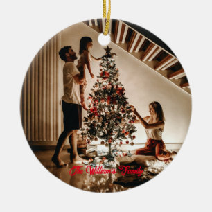 Personalisierte Foto- und Textbenutzerfamilie Keramik Ornament