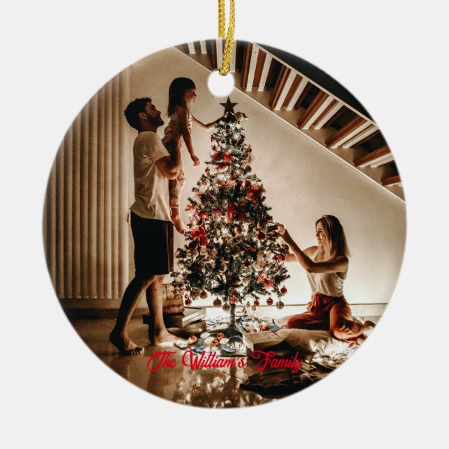Personalisierte Foto- und Textbenutzerfamilie Keramik Ornament (Vorne)