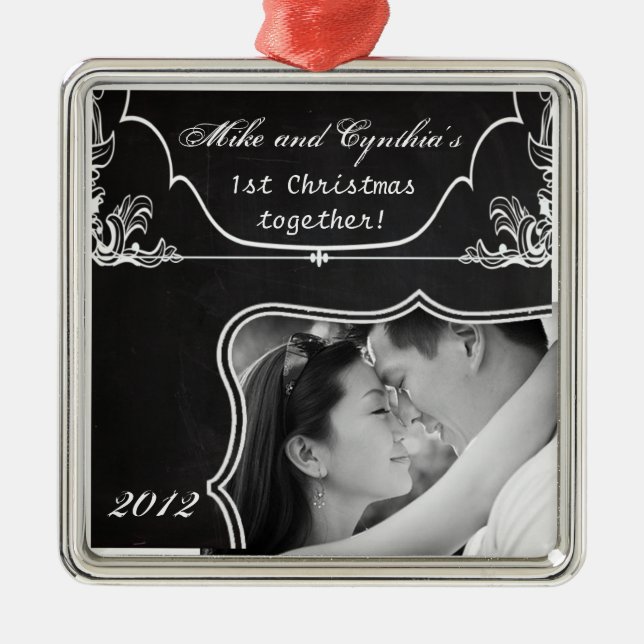 Personalisierte Foto-Verzierungs-moderne Tafel Ornament Aus Metall (Vorne)