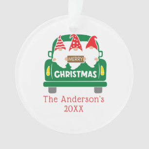 Personalisierte Foto-Weihnachts-Gnome-LKW Weihnach Ornament