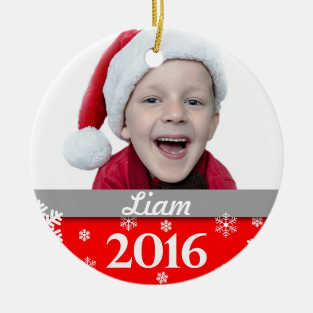 Personalisierte Foto-Weihnachtsbaum-Verzierung Keramikornament (Vorne)