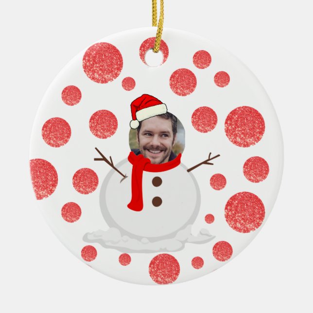 Personalisierte Foto-Weihnachtsfeiern Keramik Ornament (Vorne)