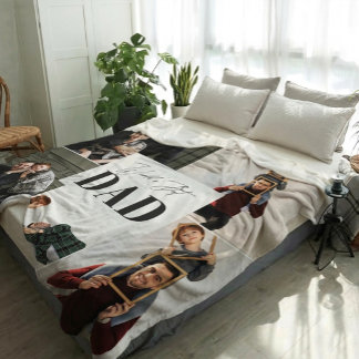 Personalisierte Fotocollage "Bester Papa der Welt" Fleecedecke