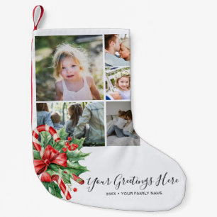 Personalisierte Fotocollage Candy Cane Kleiner Weihnachtsstrumpf