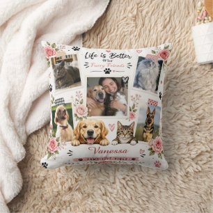Personalisierte Fotocollage für Haustiere mit flor Kissen