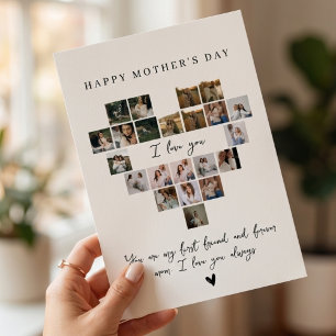 Personalisierte Fotocollage Herz Glückliche Mutter Feiertagskarte