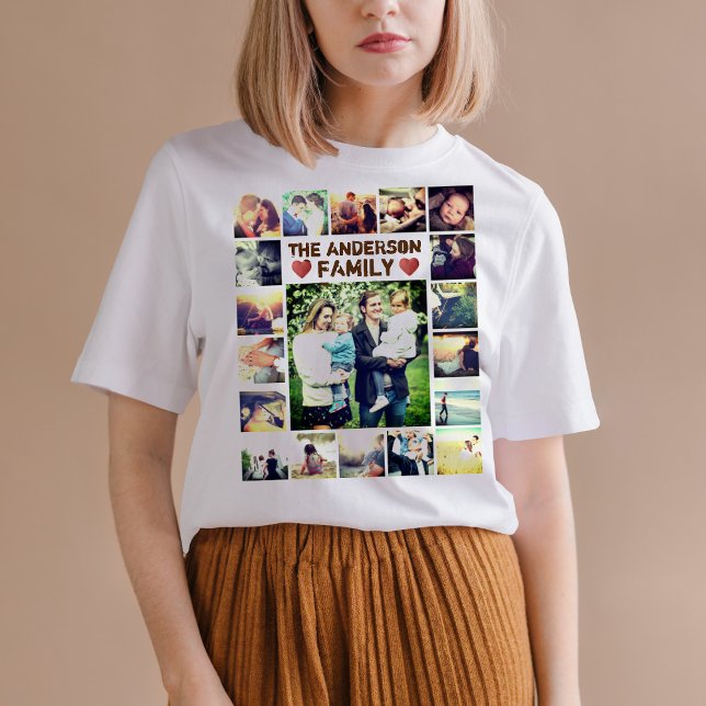 Personalisierte Fotocollage Herz und Text T-Shirt (Von Creator hochgeladen)