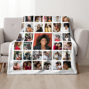 Personalisierte Fotocollage mit 33 Fotos zur Erinn Fleecedecke