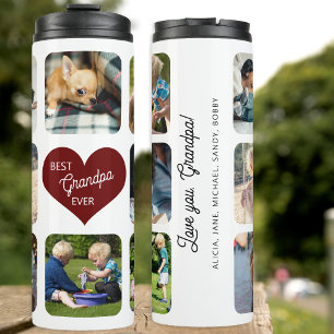Personalisierte Fotocollage mit Text 'bester Opa e Thermosbecher