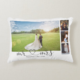 Personalisierte Fotocollage Mr und Mrs Herz Dekokissen