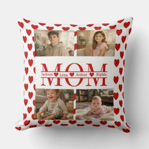 Personalisierte Fotocollage Mutter Herz & Kinderna Kissen