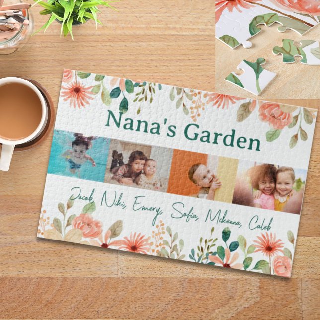 Personalisierte FotoCollage Nana Grandmas Garten (Personalized Photo Collage Nana Grandma's Garden Jigsaw Puzzle)