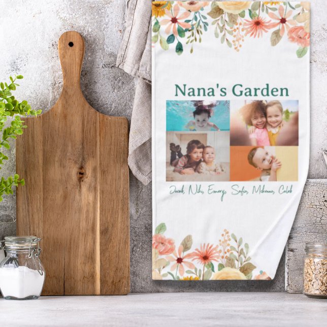 Personalisierte FotoCollage Nana Grandmas Garten Handtuch (Personalized Photo Collage Nana Grandma's Garden Hand Towel)