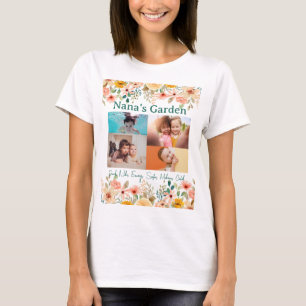 Personalisierte FotoCollage Nana Grandmas Garten T-Shirt