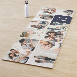 Personalisierte FotoCollage   Navy Monogram Yogamatte