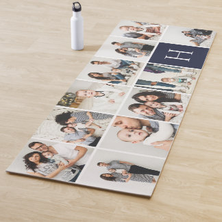 Personalisierte FotoCollage | Navy Monogram Yogamatte
