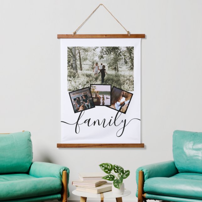 Personalisierte FotoCollage Wandteppich Mit Holzrahmen (Wohnzimmer)