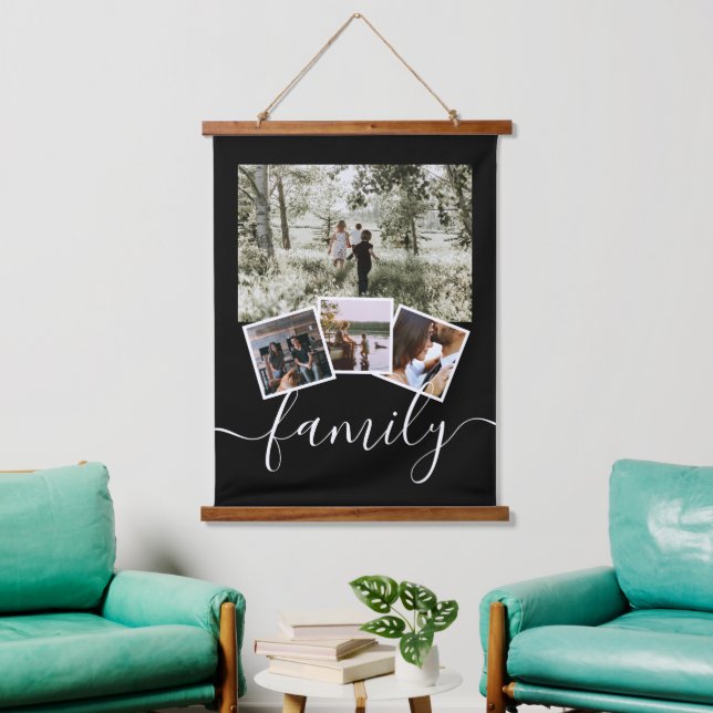 Personalisierte FotoCollage Wandteppich Mit Holzrahmen (Wohnzimmer)