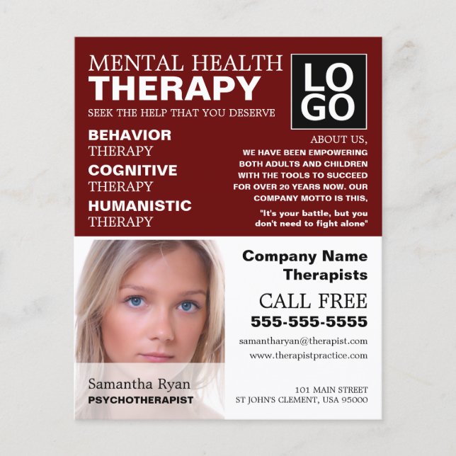 Personalisierte Fotografie, Psychotherapeut, Thera Flyer (Vorne)