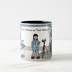 Personalisierte Fotografin - Cartoon von Frauen Zweifarbige Tasse