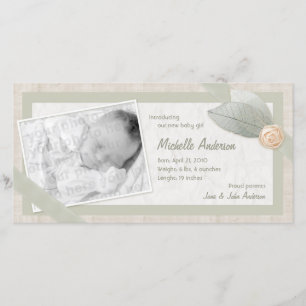 Personalisierte Fotokarte der Baby-Mitteilung Ankündigung