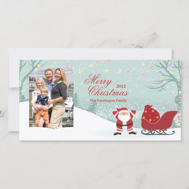 Personalisierte Fotokarte Santa Sleigh Feiertagskarte (Vorderseite)
