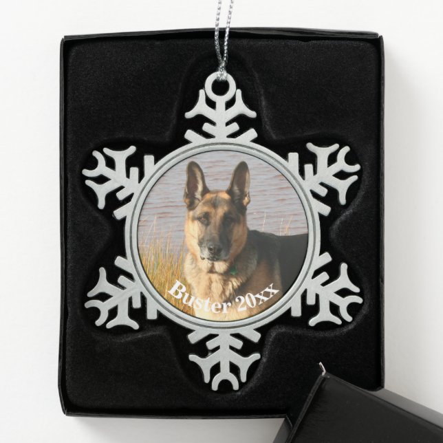 Personalisierte Fotoleiterschmieden Schneeflocken Zinn-Ornament (Box)