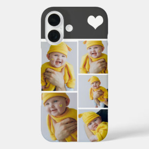 Personalisierte Fotomaterial mit Herz iPhone 16 Hülle
