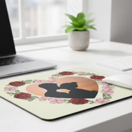 Personalisierte Fotomauspad – Florales Herz Mousepad