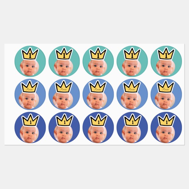 PERSONALISIERTE Fotopapier Party Kronen Gesichter Etiketten (Blatt)
