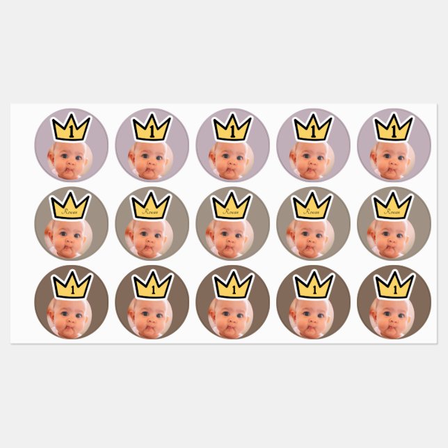 PERSONALISIERTE Fotopapier Party Kronen Gesichter Etiketten (Blatt)