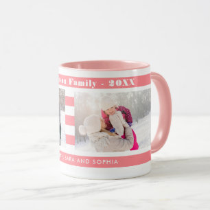 Personalisierte Fotos in modernen rosa Streifen Tasse