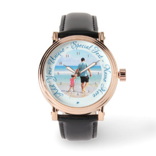 Personalisierte Fotos mit benutzerdefiniertem Text Armbanduhr