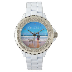 Personalisierte Fotos mit benutzerdefiniertem Text Armbanduhr