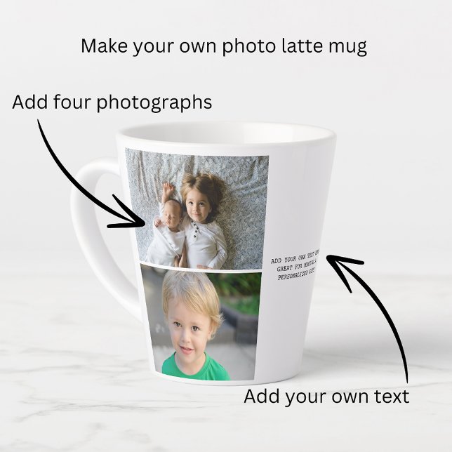Personalisierte Fotos und Text Milchtasse (Personalized Photos and Text Latte Mug from Ricaso. Make your own great photo gifts. Easy template)