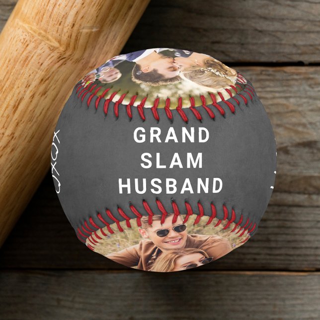 Personalisierte Fotos von Husband Grau Baseball (Von Creator hochgeladen)
