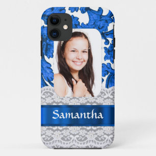 Personalisierte Fotovorlage in Blauer Spitze Case-Mate iPhone Hülle