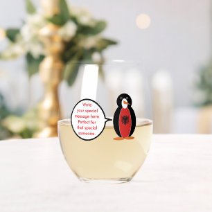 Personalisierte Fr. Pinguin Albanien Weinglas Ohne Stiel