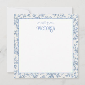 Personalisierte französische blaue Toile-Karteikar Mitteilungskarte