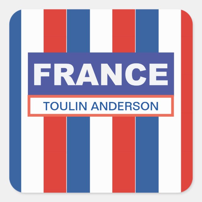 Personalisierte französische Flagge Quadratischer Aufkleber (Vorderseite)