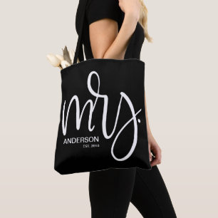 Personalisierte Frau ESTABLISHED - schwarz weiß Tasche