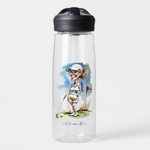 Personalisierte Frau Golfer Trinkflasche