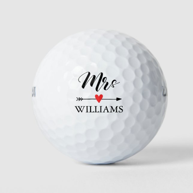Personalisierte Frau mit Herz und Pfeil Golfball (Vorderseite)