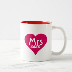 Personalisierte Frau Mug im roten Herzen Zweifarbige Tasse
