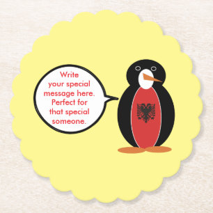 Personalisierte Frau Pinguin Albanien Untersetzer