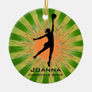 Personalisierte Frauenvolleyball-Ornament Keramikornament