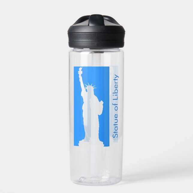 Personalisierte Freiheitsstatue New York USA Blue Trinkflasche (Vorderseite)