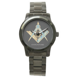 Personalisierte Freimaurer geben Black Masonic Com Armbanduhr