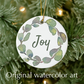 Personalisierte Freude Original-Wasserfarbe-Schrif Keramik Ornament